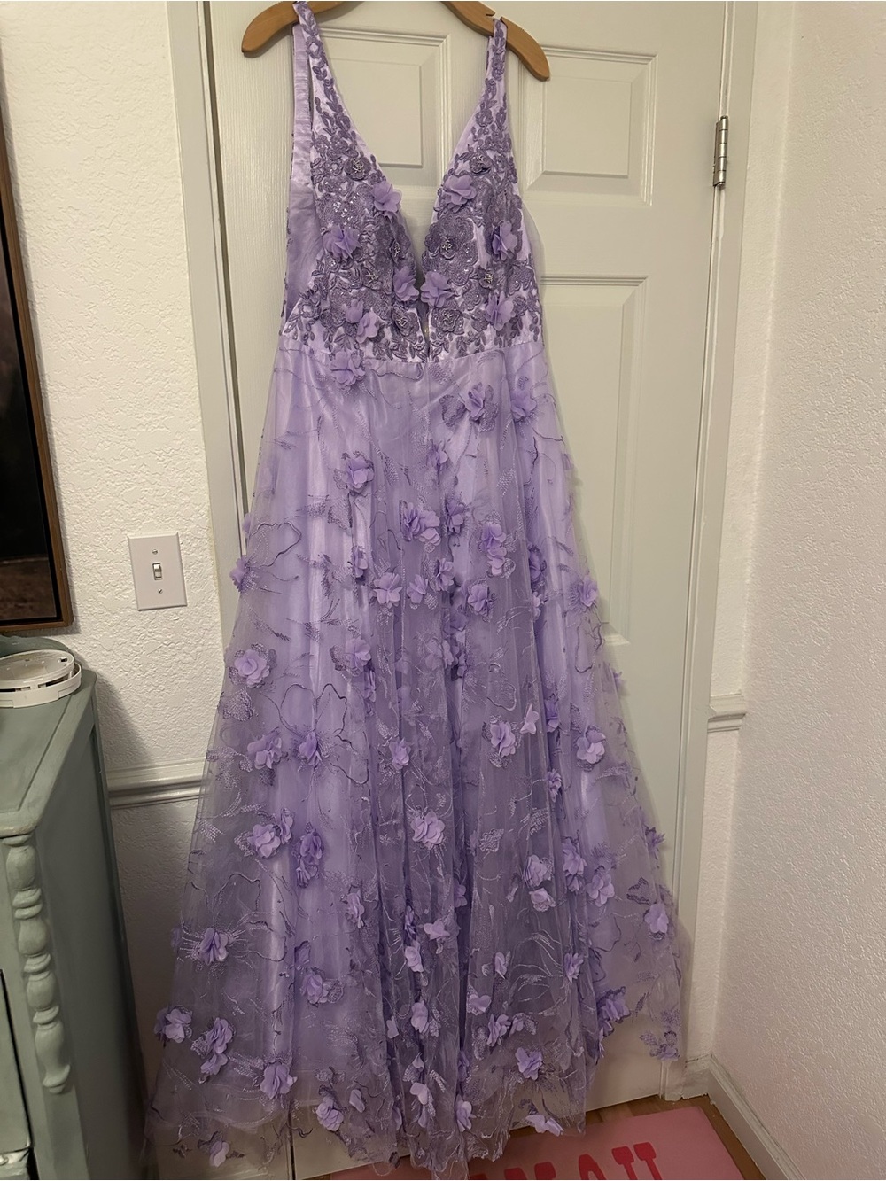 Annabelle Lilac Floral Appliqué Tulle Gown